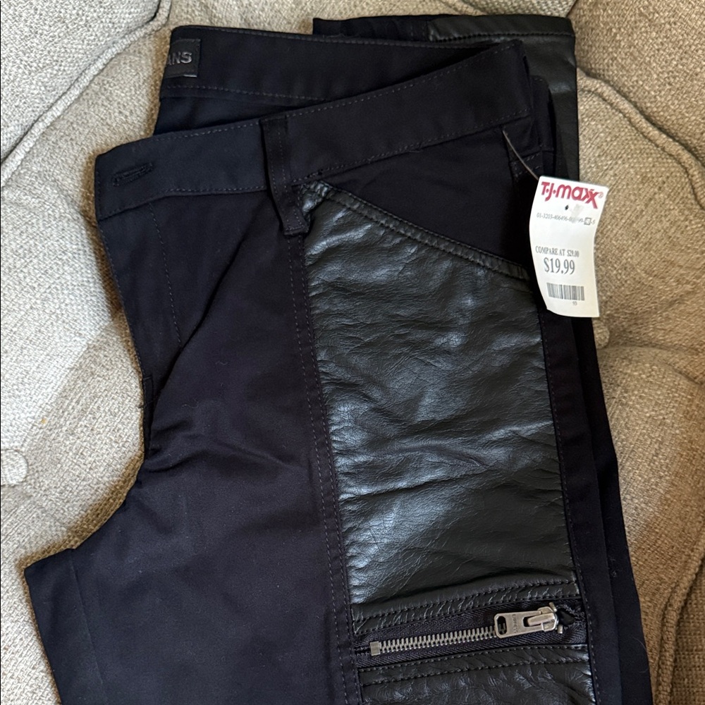 Express Black Pants with Faux Leather Detail